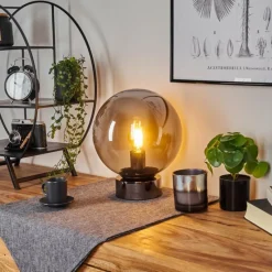 Suspension Verre Fumé-hofstein Lampe de table Vilmar Chrome, 1 lumière