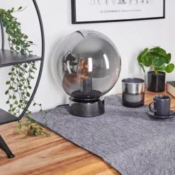 Suspension Verre Fumé-hofstein Lampe de table Vilmar Chrome, 1 lumière