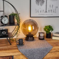 Suspension Verre Fumé-hofstein Lampe de table Vilmar Chrome, 1 lumière