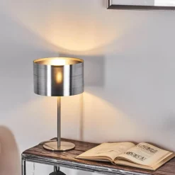 hofstein Lampe de table Volos Nickel mat, 1 lumière* Lampes À Poser