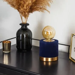 Lampes En Tissu-hofstein Lampe de table Weruga Bleu, Or, 1 lumière