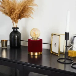 Lampes En Tissu-hofstein Lampe de table Weruga Laiton, Rouge, 1 lumière