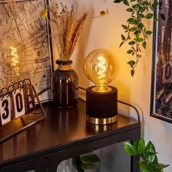 Lampes En Tissu-hofstein Lampe de table Weruga Or, Noir, 1 lumière