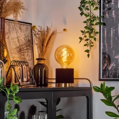 Lampes En Tissu-hofstein Lampe de table Weruga Or, Noir, 1 lumière