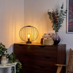 Lampes Vintages & Rétros-hofstein Lampe de table Wharua Noir, 1 lumière