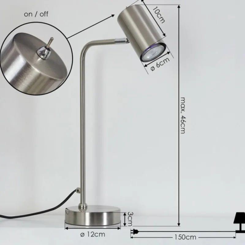 Luminaires Scandinaves-hofstein Lampe de table Zuoz Chrome, Nickel mat, 1 lumière