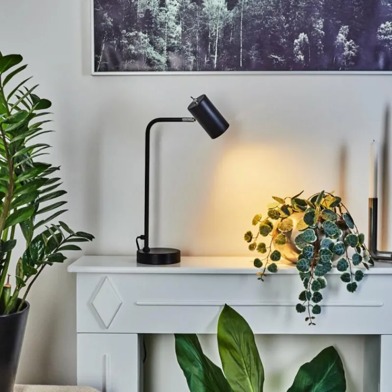 Luminaires Scandinaves-hofstein Lampe de table Zuoz Chrome, Noir, 1 lumière