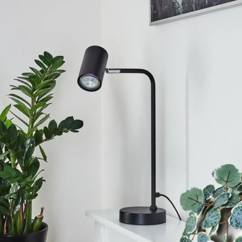 Luminaires Scandinaves-hofstein Lampe de table Zuoz Chrome, Noir, 1 lumière