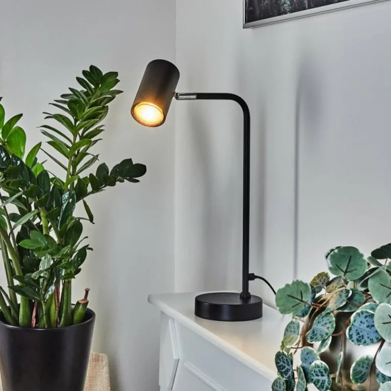 Luminaires Scandinaves-hofstein Lampe de table Zuoz Chrome, Noir, 1 lumière