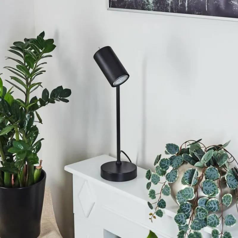 Luminaires Scandinaves-hofstein Lampe de table Zuoz Chrome, Noir, 1 lumière