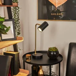 Luminaires Scandinaves-hofstein Lampe de table Zuoz Laiton, Noir, 1 lumière