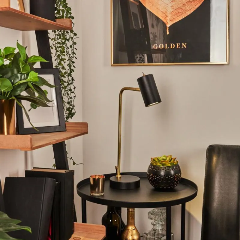 Luminaires Scandinaves-hofstein Lampe de table Zuoz Laiton, Noir, 1 lumière