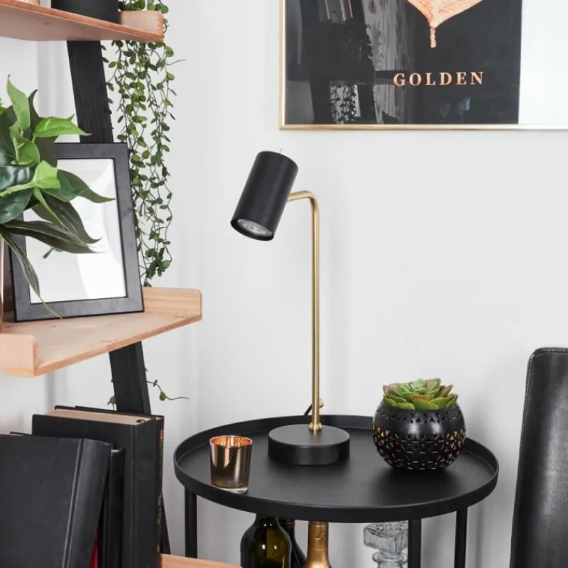 Luminaires Scandinaves-hofstein Lampe de table Zuoz Laiton, Noir, 1 lumière