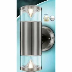 Luminaires Globo Lighting Lampe d'extérieur Globo CARME LED Acier inoxydable, 2 lumières