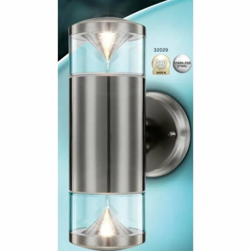 Luminaires Globo Lighting Lampe d'extérieur Globo CARME LED Acier inoxydable, 2 lumières