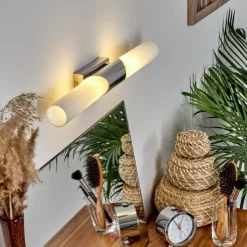 hofstein lampe miroir Morges Brun foncé, Nickel mat, 2 lumières