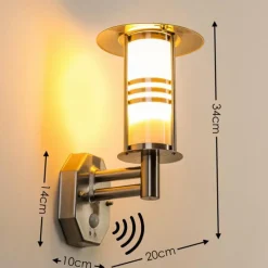 hofstein Lampe murale d'extérieur Forli Acier inoxydable, 1 lumière, Détecteur de mouvement