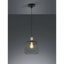 Lampes Industrielles-Luminaires Trio Lampe pendante Trio Sanna Cuivre, Noir, 1 lumière