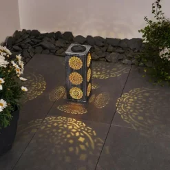 Luminaires Orientaux-hofstein lampe solaire Ajman LED Cuivre, Argenté, 1 lumière