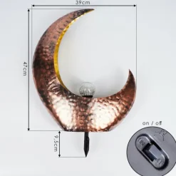 Luminaires Rustiques-hofstein lampe solaire Benevento LED Cuivre, Rouille, Transparent, 1 lumière