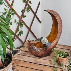 Luminaires Rustiques-hofstein lampe solaire Benevento LED Cuivre, Rouille, Transparent, 1 lumière