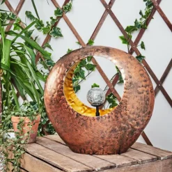 Luminaires Rustiques-hofstein lampe solaire Benevento LED Cuivre, Rouille, Transparent, 1 lumière