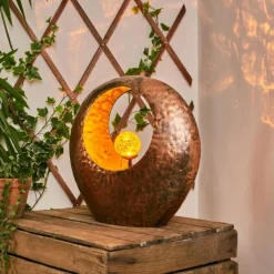 Luminaires Rustiques-hofstein lampe solaire Benevento LED Cuivre, Rouille, Transparent, 1 lumière