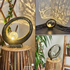 Luminaires Rustiques-hofstein lampe solaire Benevento LED Or, Noir, 1 lumière