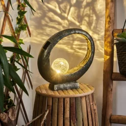 Luminaires Rustiques-hofstein lampe solaire Benevento LED Or, Noir, 1 lumière