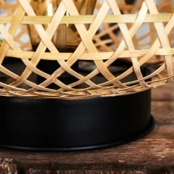 Style Boho-Chic-hofstein lampe solaire Conneaut LED Bois clair, Noir, 1 lumière