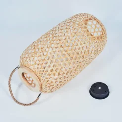 Style Boho-Chic-hofstein lampe solaire Conneaut LED Brun, Bois clair, 1 lumière