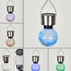 hofstein Lampe solaire Falco LED Acier inoxydable, 1 lumière, Changeur de couleurs