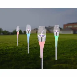 Luminaires Globo Lighting lampe solaire Globo LED Acier inoxydable, 2 lumières, Changeur de couleurs