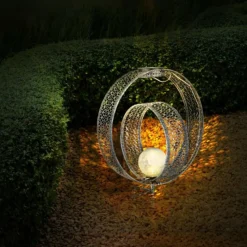 Luminaires Rustiques-Luminaires Globo Lighting lampe solaire Globo LED Argenté