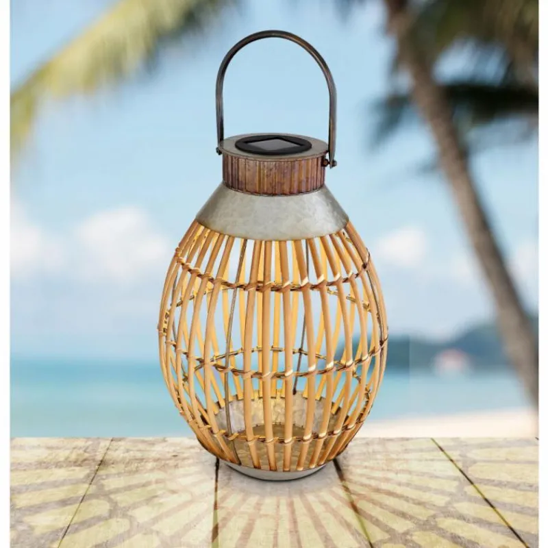 Lampes En Bois-Luminaires Globo Lighting lampe solaire Globo LED Bois clair, 1 lumière