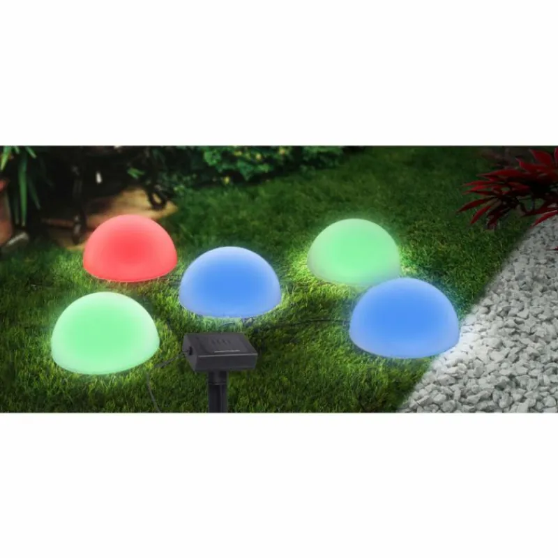 Luminaires Globo Lighting lampe solaire Globo LED Noir, 5 lumières, Changeur de couleurs