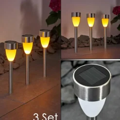 hofstein lampe solaire Gorizia LED Acier inoxydable, 3 lumières