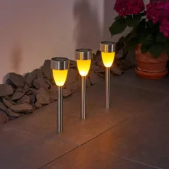 hofstein lampe solaire Gorizia LED Acier inoxydable, 3 lumières