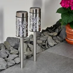 hofstein lampe solaire Gorizia LED Acier inoxydable, 2 lumières, Changeur de couleurs