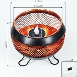 Luminaires Orientaux-Lampe solaire Harimal LED Cuivre, Noir, 1 lumière