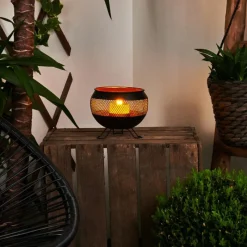 Luminaires Orientaux-Lampe solaire Harimal LED Cuivre, Noir, 1 lumière