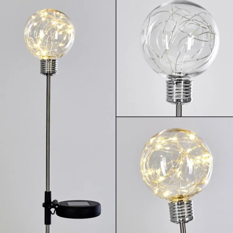 Lampes À Boules-hofstein Lampe solaire Hilda LED Chrome, Transparent, 20 lumières