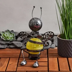 Luminaires Rustiques-hofstein lampe solaire Korro LED Noir, Argenté, 1 lumière