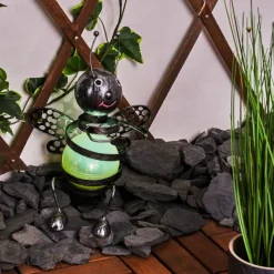 Luminaires Rustiques-hofstein lampe solaire Korro LED Noir, Argenté, 1 lumière