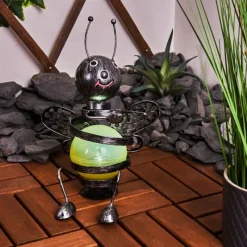 Luminaires Rustiques-hofstein lampe solaire Korro LED Noir, Argenté, 1 lumière