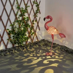 Luminaires Rustiques-hofstein lampe solaire Korro LED Rose, Noir, 1 lumière