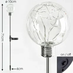 hofstein lampe solaire Liberec LED Argenté, 1 lumière, Changeur de couleurs
