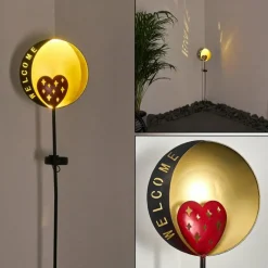 Lampes Dorées-hofstein lampe solaire Lodz LED Rouge, Noir doré, 1 lumière