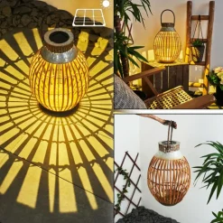 hofstein lampe solaire Mazomanie LED Bois clair, Rouille, 1 lumière