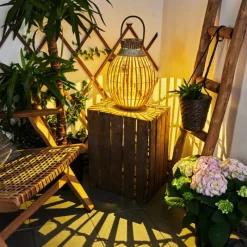 hofstein lampe solaire Mazomanie LED Bois clair, Rouille, 1 lumière